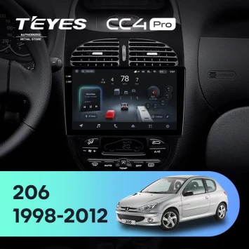 Штатная магнитола Teyes CC4 Pro 12/256 Peugeot 206 (1998-2012) F1