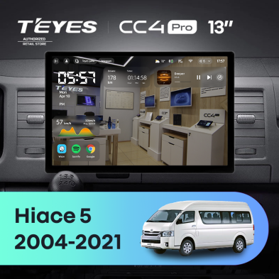 Штатная магнитола Teyes CC4 Pro 12/256 Toyota Hiace XH10 H200 (2004-2021) (13")