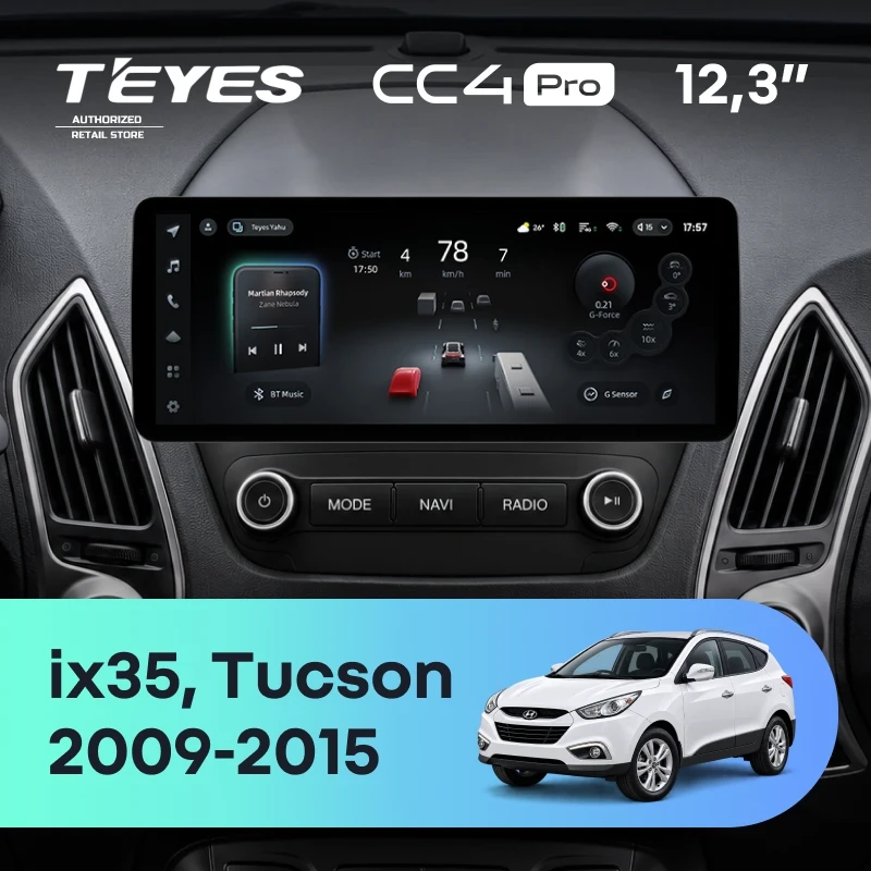 Штатная магнитола Teyes CC4 Pro 12.3" 12/256 Hyundai Tucson 2 (2009-2015) (авто без усилителя)