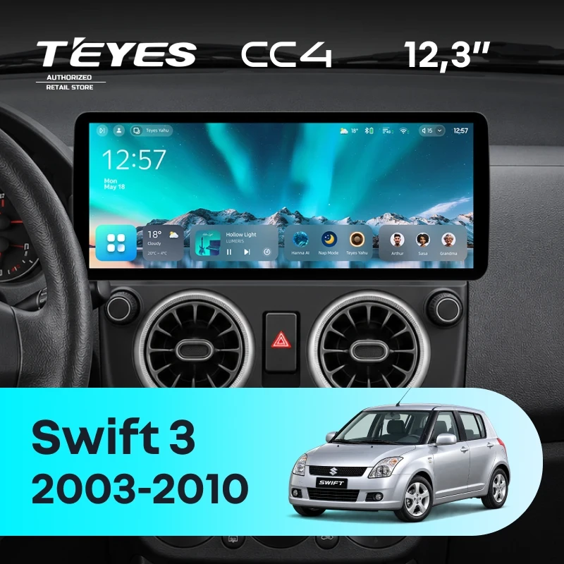 Штатная магнитола Teyes CC4 12.3" 6/64 Suzuki Swift 3 (2003-2010)