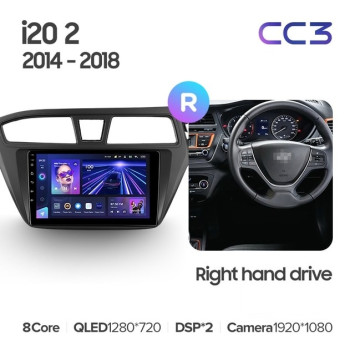 Штатная магнитола Teyes CC3L 4/32 Hyundai i20 2 GB (2014-2018) Правый руль