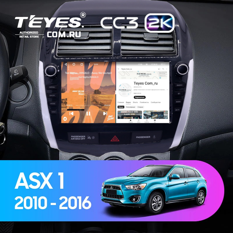 Штатная магнитола Teyes CC3 2K 4/64 Mitsubishi ASX 1 (2010-2016) Тип-B (9&quot;)