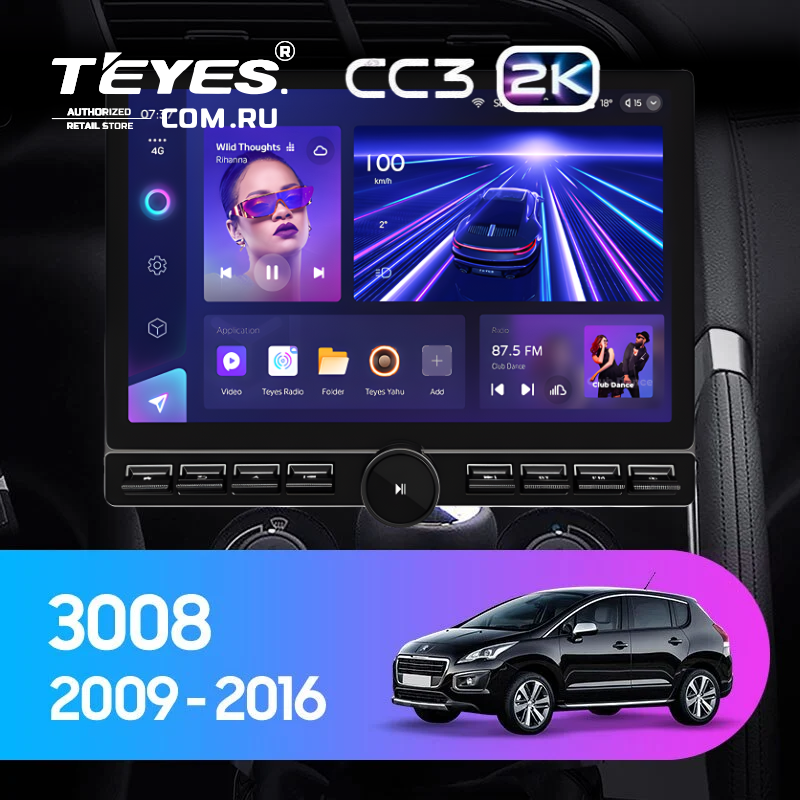 Штатная магнитола Teyes CC3 2K 6/128 Peugeot 3008 1 (2009-2016) F2 (13&quot; с кнопками)