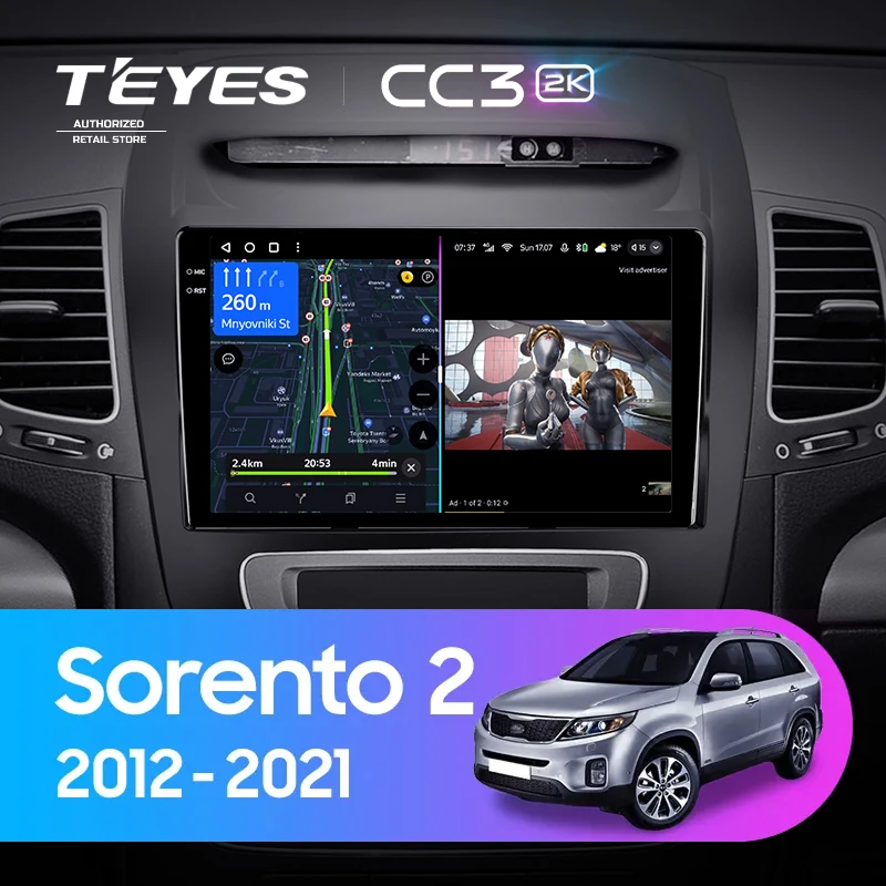 Штатная магнитола Teyes CC3 2K 4/64 Kia Sorento 2 II XM (2012-2021) F3