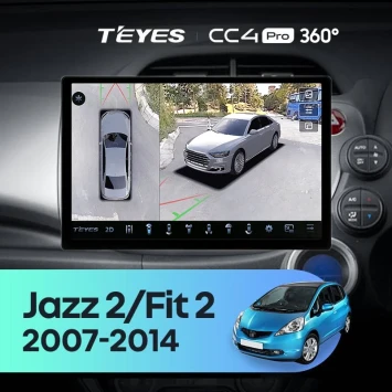 Штатная магнитола Teyes CC4 Pro 360 8/128 Honda Fit GE GP GE (2007-2014) Правый руль (13")