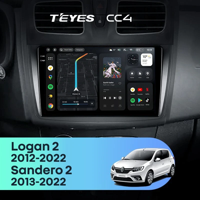 Штатная магнитола Teyes CC4 8/128 Renault Logan 2 (2012-2022) F1