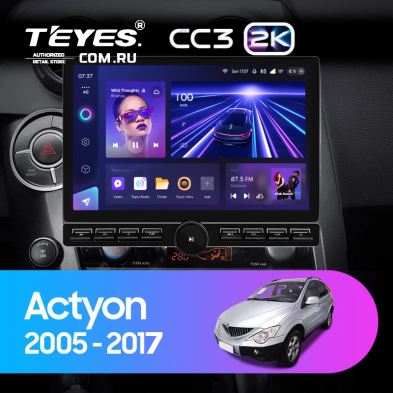 Штатная магнитола Teyes CC3 2K 6/128 SsangYong Actyon Sports (2005-2017) (13&quot; с кнопками)