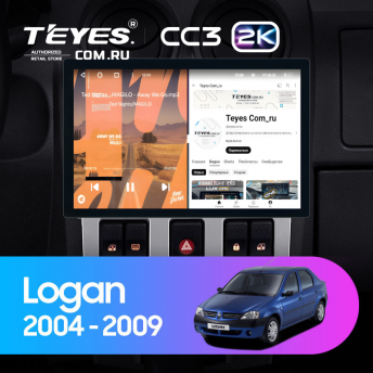 Штатная магнитола Teyes CC3 2K 6/128 Renault Logan 1 (2004-2009) (11")