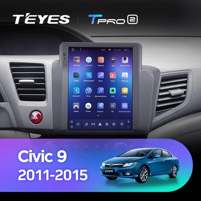 Штатная магнитола Tesla style Teyes TPRO 2 4/32 Honda Civic 9 FB FK FD (2011-2015)