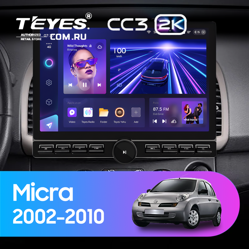 Штатная магнитола Teyes CC3 2K 6/128 Nissan Micra K12 (2002-2010) (13&quot; с кнопками)