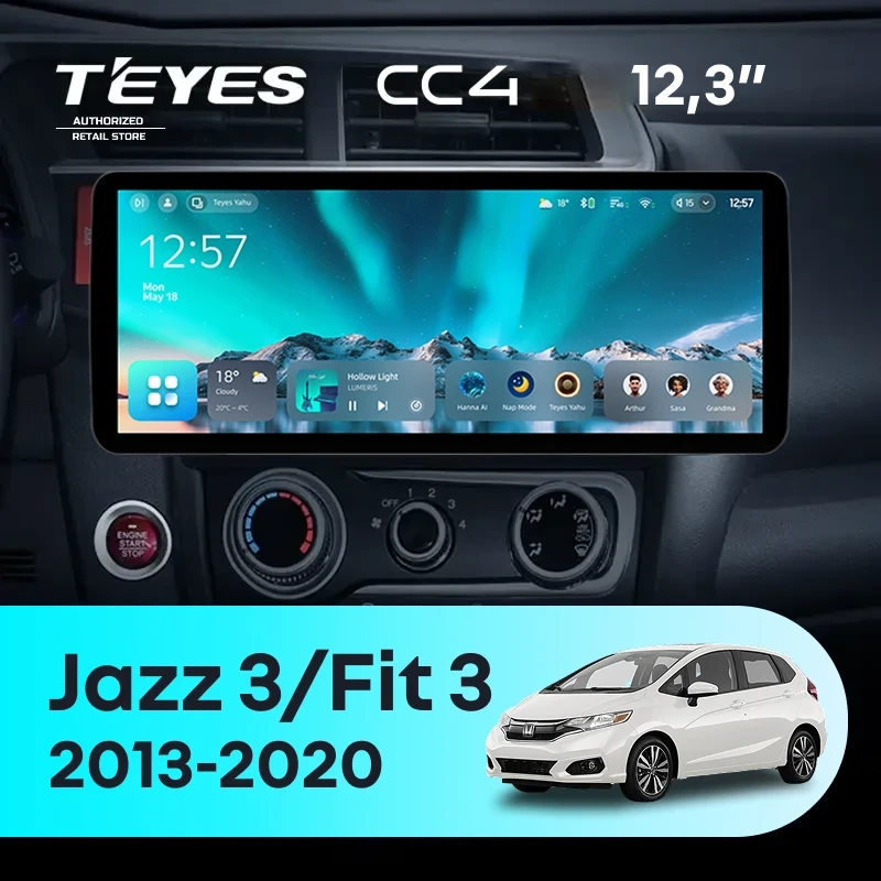 Штатная магнитола Teyes CC4 12.3" 8/128 Honda Fit 3 GP GK (2013-2020)