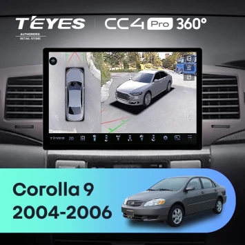 Штатная магнитола Teyes CC4 Pro 360 8/128 Toyota Corolla 9 E120 (2004-2006) (11")
