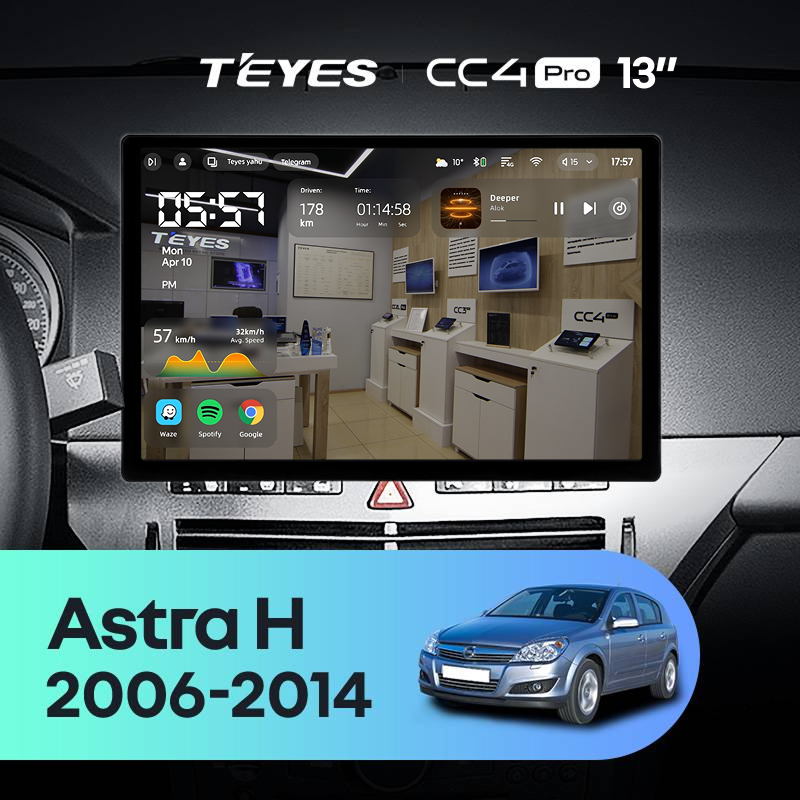 Штатная магнитола Teyes CC4 Pro 8/128 Opel Astra H (2006-2014) F1 (13&quot;)