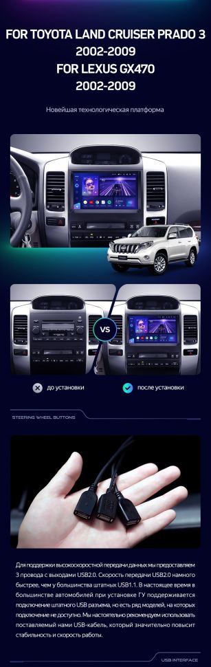 Штатная магнитола Teyes CC3 4/32 Lexus GX470 (2002-2009) F3