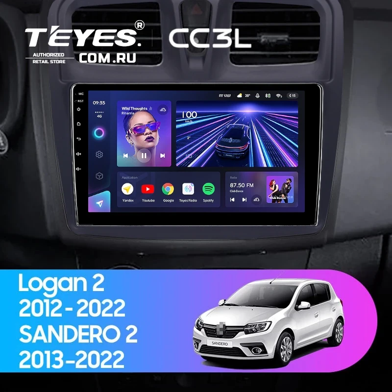 Штатная магнитола Teyes CC3L 4/32 Renault Sandero 2 (2013-2022) F1 (10")