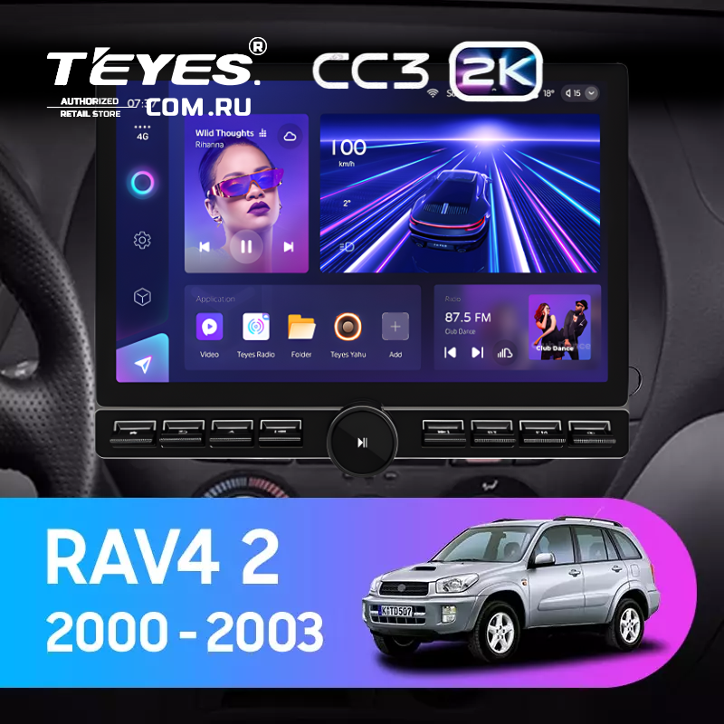 Штатная магнитола Teyes CC3 2K 6/128 Toyota RAV4 2 CA20 (2000-2003) F3 (13&quot; с кнопками)