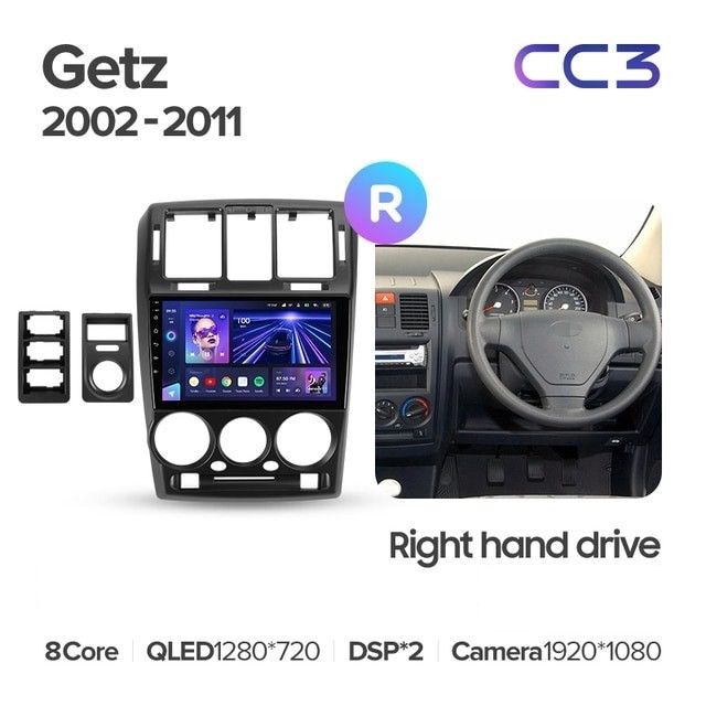 Штатная магнитола Teyes CC3L 4/64 Hyundai Getz (2002-2011) Правый руль