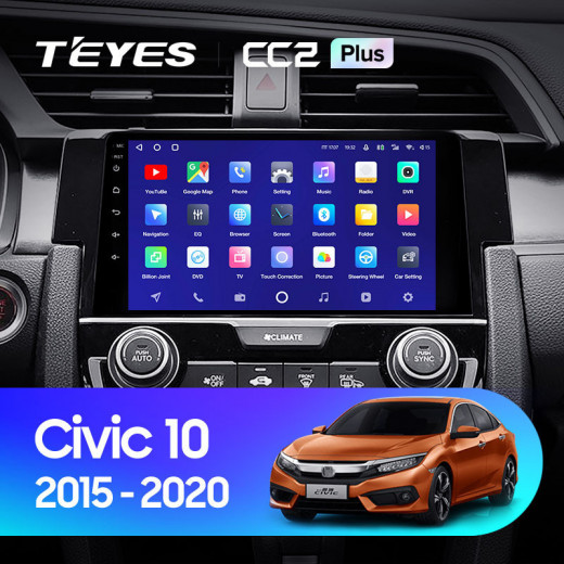 Штатная магнитола Teyes CC2 Plus 6/128 Honda Civic 10 FC FK (2015-2020) — 