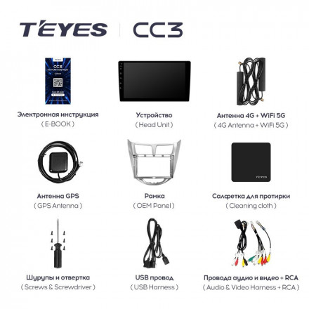 Штатная магнитола Teyes CC3 4/64 Hyundai Solaris 1 (2010-2016)