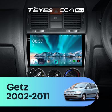 Штатная магнитола Teyes CC4 Pro 12/256 Hyundai Getz (2002-2011) Правый руль