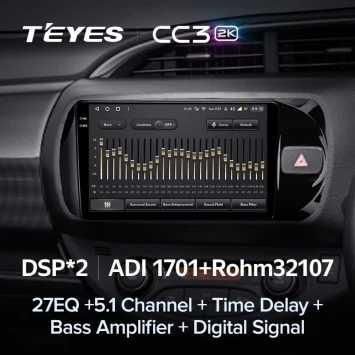 Штатная магнитола Teyes CC3 2K 6/128 Toyota Vitz III XP130 (2014-2019) Правый руль