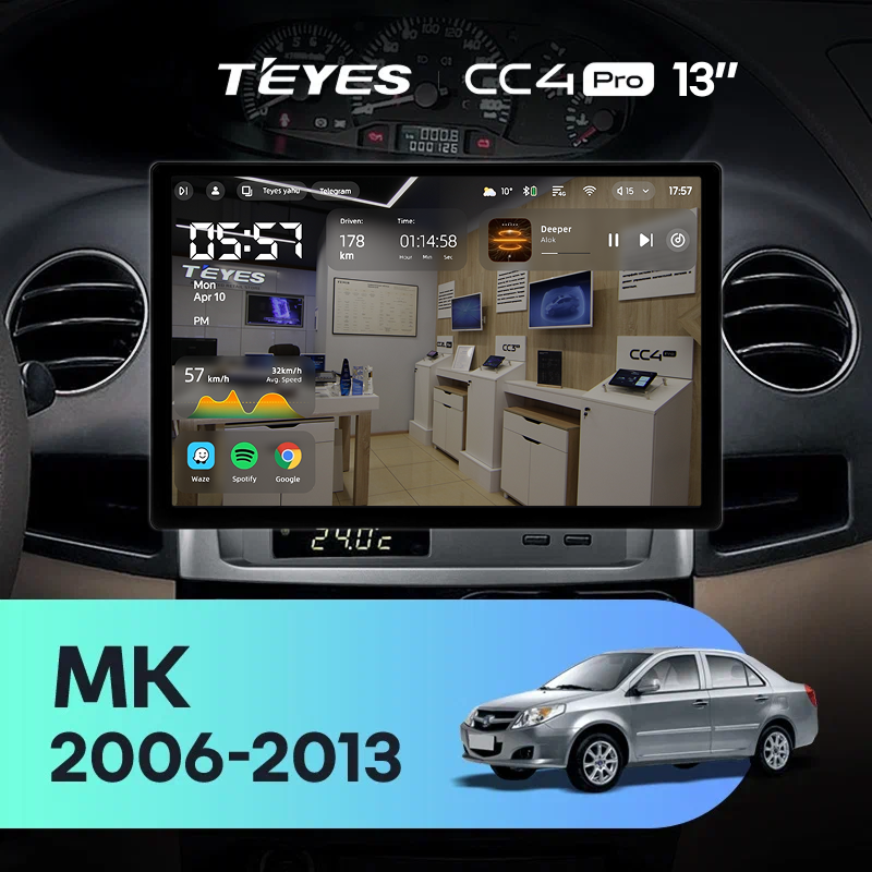 Штатная магнитола Teyes CC4 Pro 8/128 Geely MK 1 (2006-2013) (13&quot;)