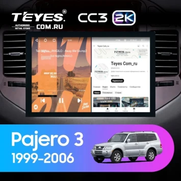 Штатная магнитола Teyes CC3 2K 6/128 Mitsubishi Pajero 3 V70 V60 (1999-2006) (13")