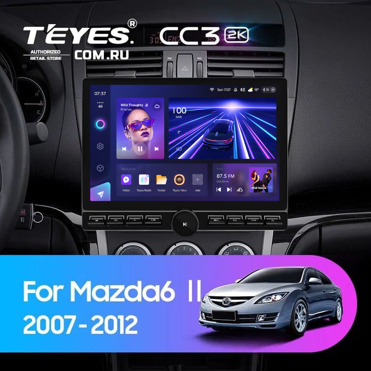 Штатная магнитола Teyes CC3 2K 6/128 Mazda 6 2 GH (2007-2012) (13&quot; с кнопками)