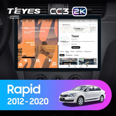 Штатная магнитола Teyes CC3 2K 4/32 Skoda Rapid NH3 NH1 (2012-2020) (13&quot;)