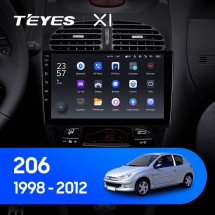 Штатная магнитола Teyes X1 4G 2/32 Peugeot 206 (1998-2012)