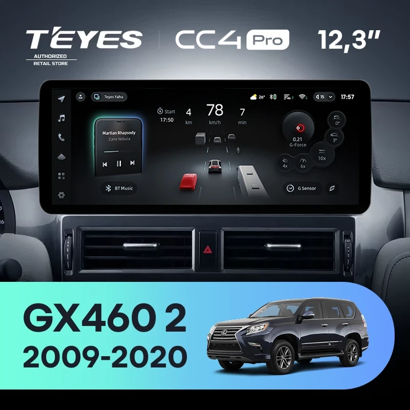 Штатная магнитола Teyes CC4 Pro 12.3" 12/256 Lexus GX460 2 J150 (2009-2020)
