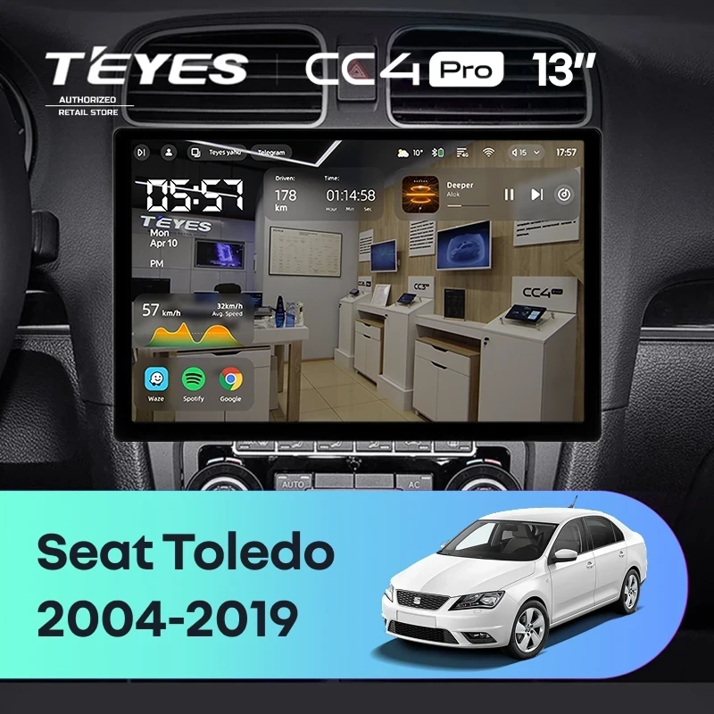 Штатная магнитола Teyes CC4 Pro 12/256 Seat Toledo (2004-2019) (13")