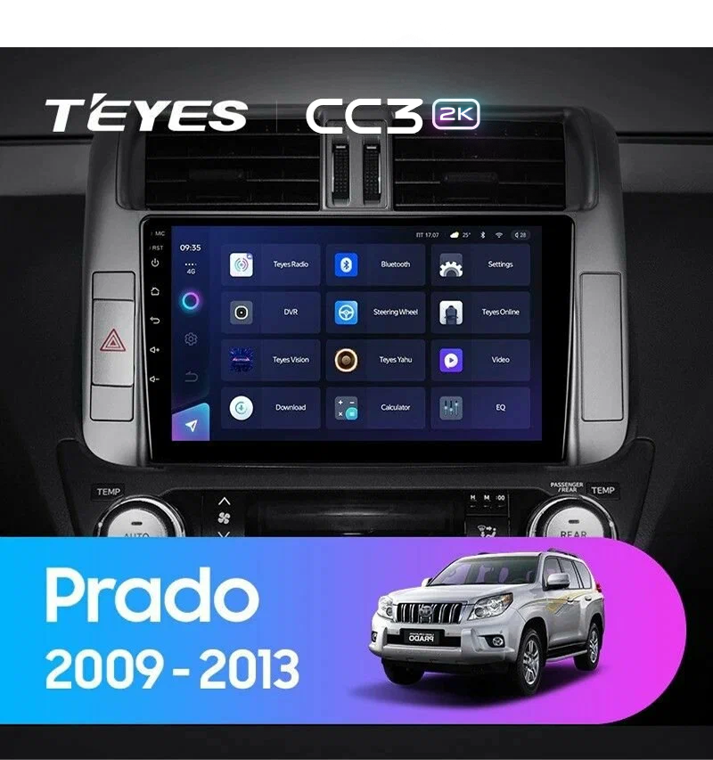Штатная магнитола Teyes CC3 2K 4/32 Toyota Land Cruiser Prado 150 (2009-2013) F2 Тип-B