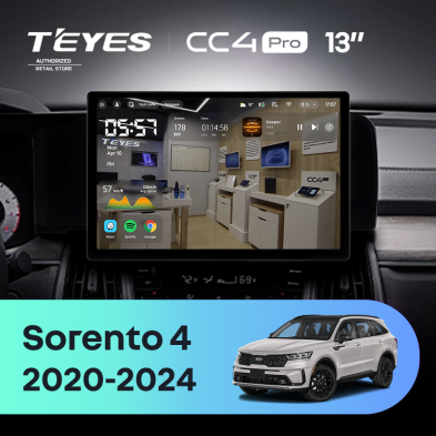 Штатная магнитола Teyes CC4 Pro 8/128 Kia Sorento 4 MQ4 (2020-2024) (13&quot;)