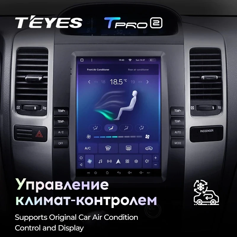 Штатная магнитола Tesla style Teyes TPRO 2 6/128 Toyota Land Cruiser Prado 120 (2002-2009) Тип-B