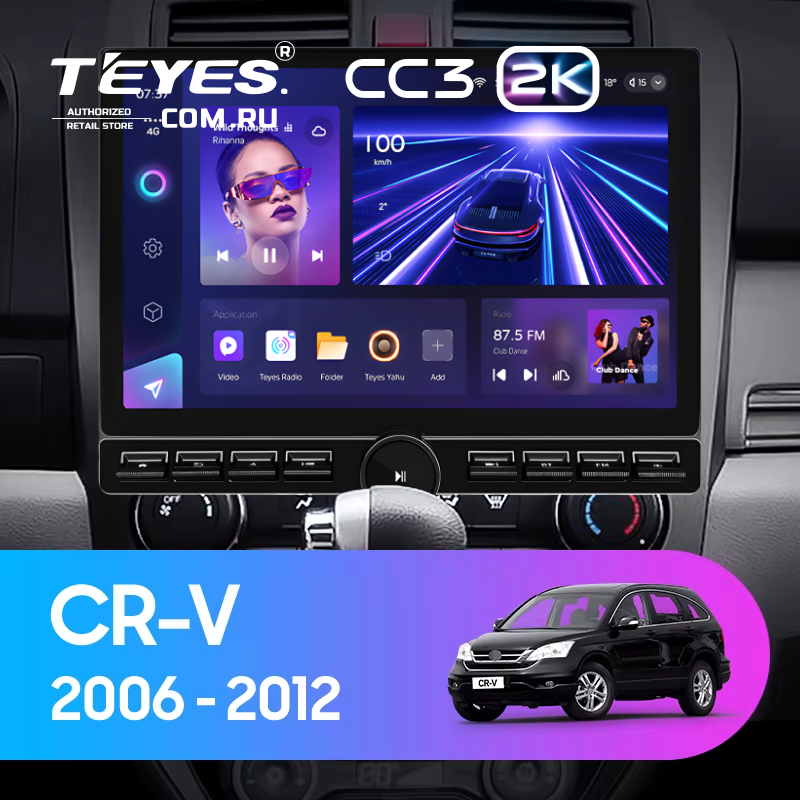 Штатная магнитола Teyes CC3 2K 6/128 Honda CR-V 3 RE (2006-2012) (13&quot; с кнопками)