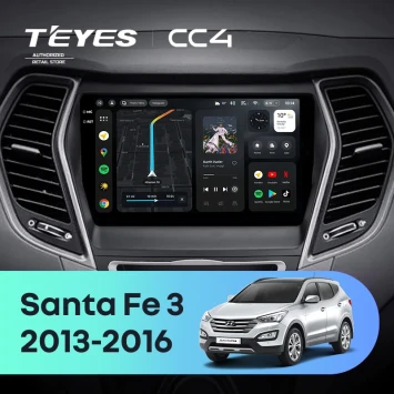 Штатная магнитола Teyes CC4 6/64 Hyundai Santa Fe 3 (2013-2016) Тип-C