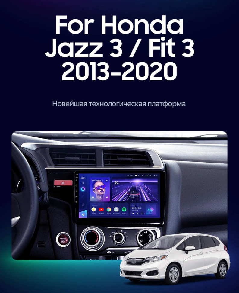 Штатная магнитола Teyes CC3 2K 4/64 Honda Jazz 3 (2013-2020) Тип-B