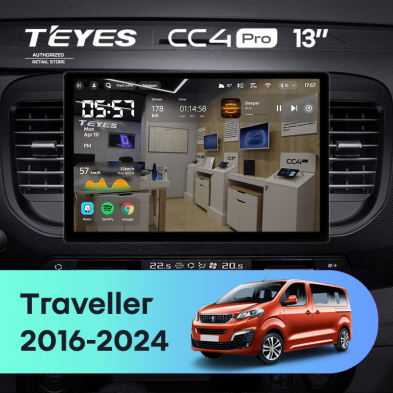 Штатная магнитола Teyes CC4 Pro 8/128 Peugeot Traveller (2016-2024) (13&quot;)