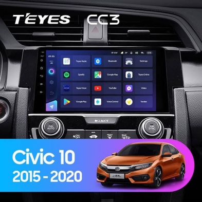 Штатная магнитола Teyes CC3 4/32 Honda Civic 10 FC FK (2015-2020)