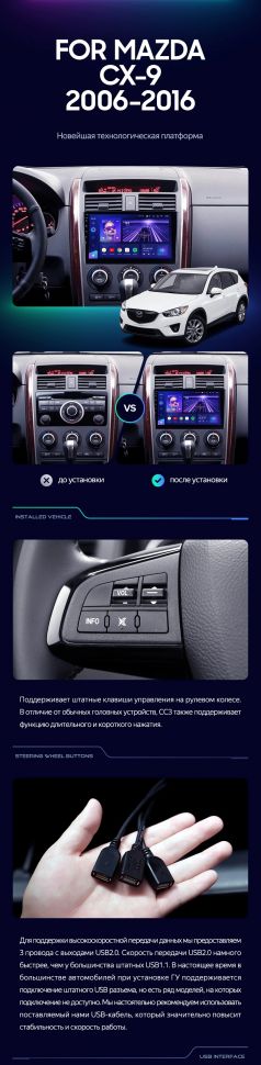 Штатная магнитола Teyes CC3 4/32 Mazda CX-9 TB (2006-2016)