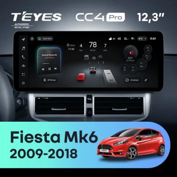 Штатная магнитола Teyes CC4 Pro 12.3" 12/256 Ford Fiesta Mk 6 (2009-2012) Тип-A