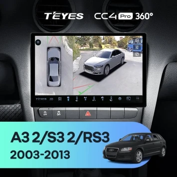 Штатная магнитола Teyes CC4 Pro 360 12/256 Audi A3 2 8P (2003-2013) (13")