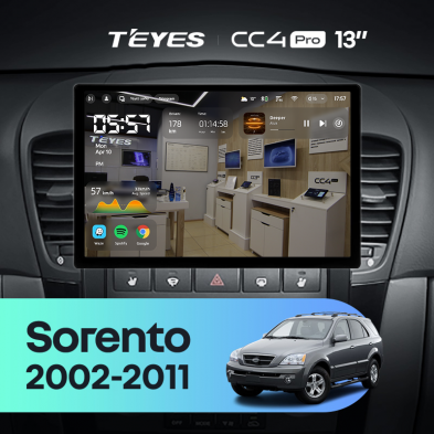 Штатная магнитола Teyes CC4 Pro 8/128 Kia Sorento BL (2002-2011) (13&quot;)
