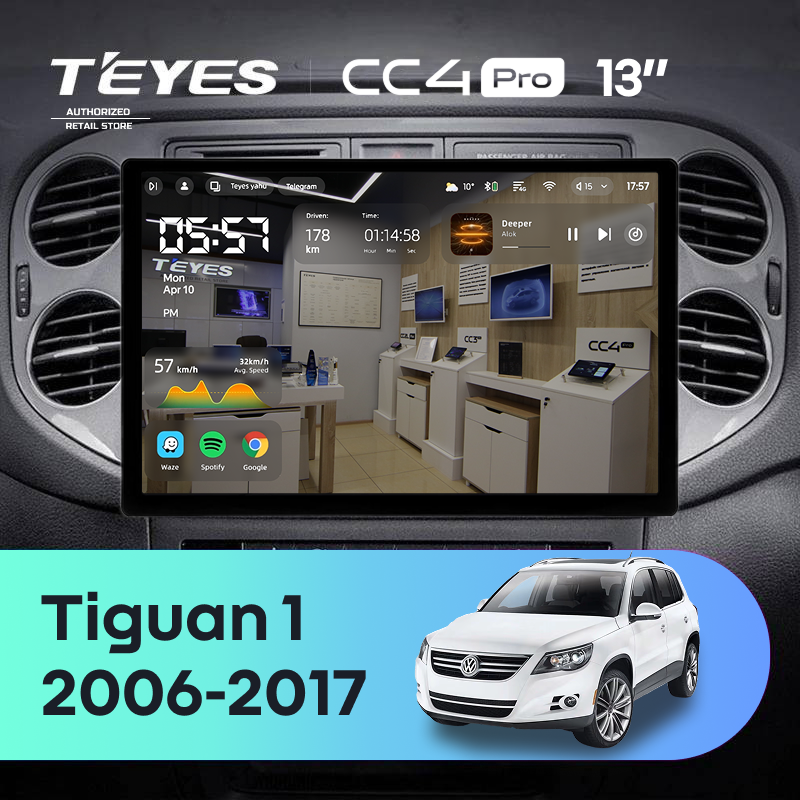 Штатная магнитола Teyes CC4 Pro 8/128 Volkswagen Tiguan 1 NF (2006-2016) F2 (13&quot;)