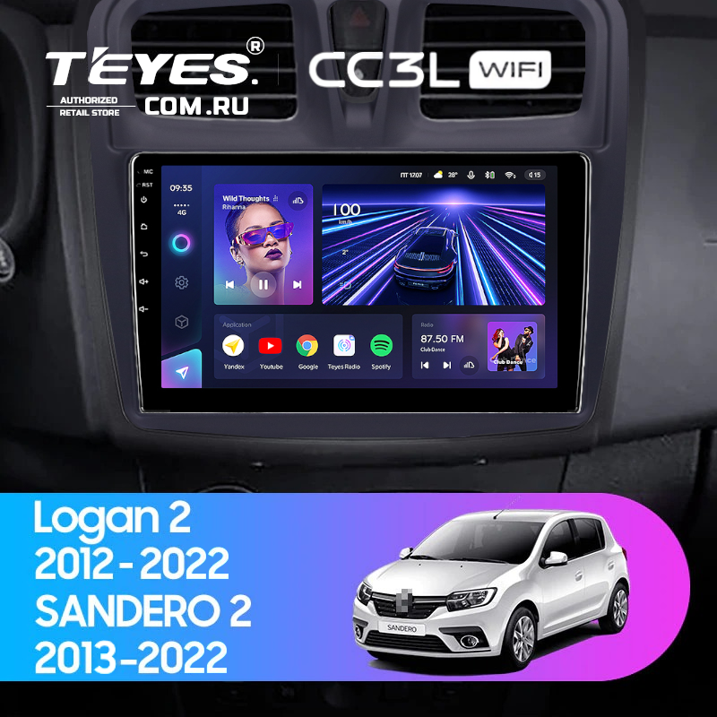 Штатная магнитола Teyes CC3L WiFi 2/32 Renault Logan 2 (2012-2022) F1 (10&quot;)