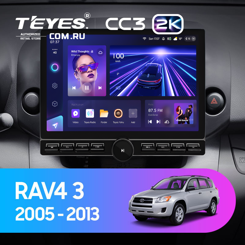 Штатная магнитола Teyes CC3 2K 6/128 Toyota RAV4 3 XA30 (2005-2013) F2 (13&quot; с кнопками)