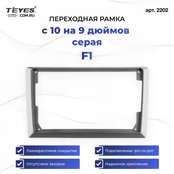 Переходная рамка Teyes с 10 на 9 дюймов серая F1