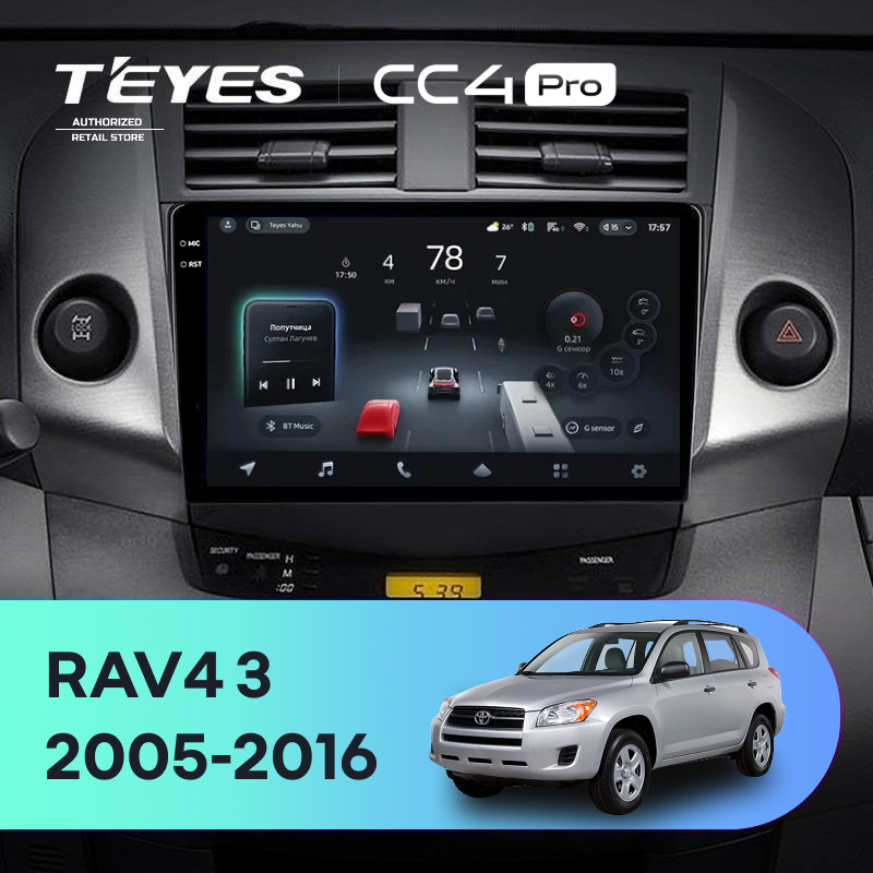 Штатная магнитола Teyes CC4 Pro 8/128 Toyota RAV4 3 XA30 (2005-2016) F1 9&quot;