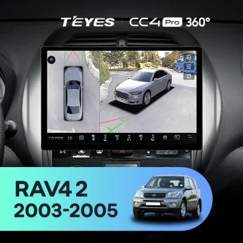 Штатная магнитола Teyes CC4 Pro 360 12/256 Toyota RAV4 2 CA20 CA20W XA20 (2003-2005) F4 (13")